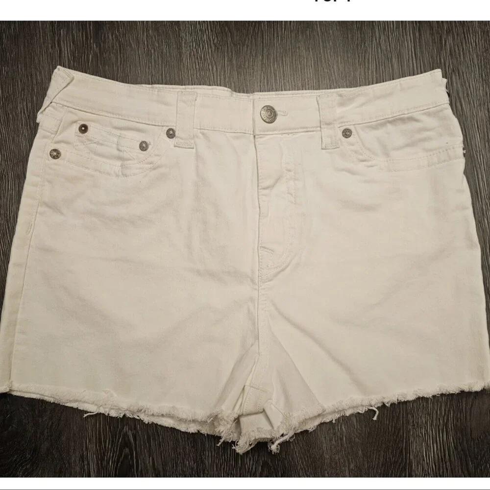 True Religion White Denim Jean Shorts